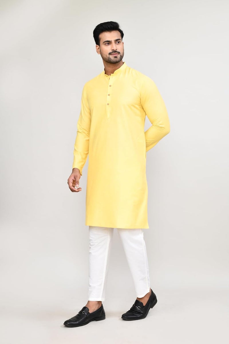 POLY2FAB Hathkargha Cotton Kurta for Men | Full Sleeve Regular Fit Kurta with Mandarin Collar | Traditional, Festive & Wedding Ethnic Wear - Image 3